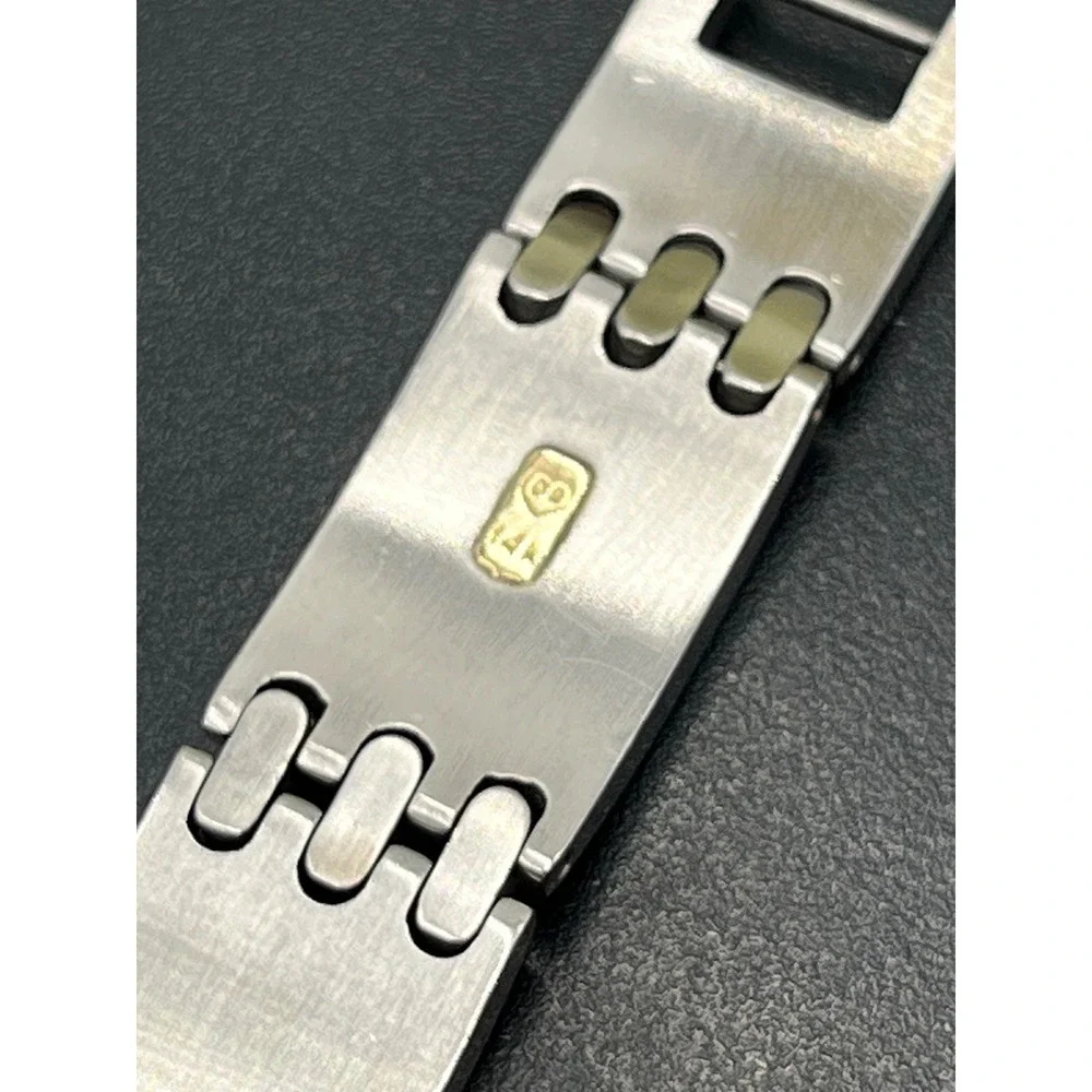 Designer Signed Stainless Steel and‎ 14K Yellow Gold Accents Bracelet